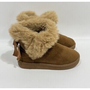 First Steps by Stepping Brown Winter Boots Toddler Size 8 Faux Fur